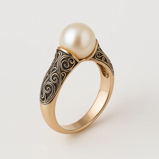 Eleganter Damen Perlenring Gold