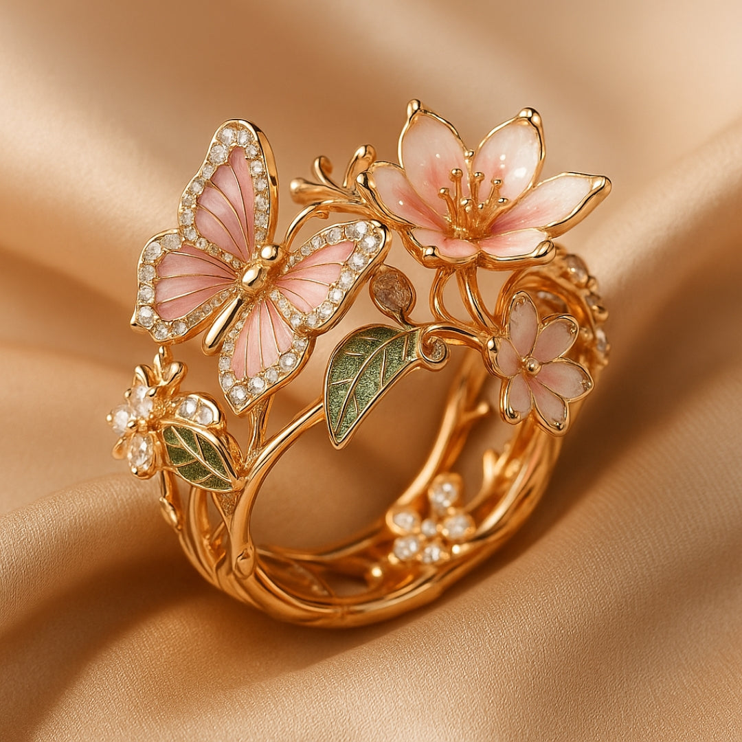 Eleganter Damen Schmetterling Ring mit Zirkonia