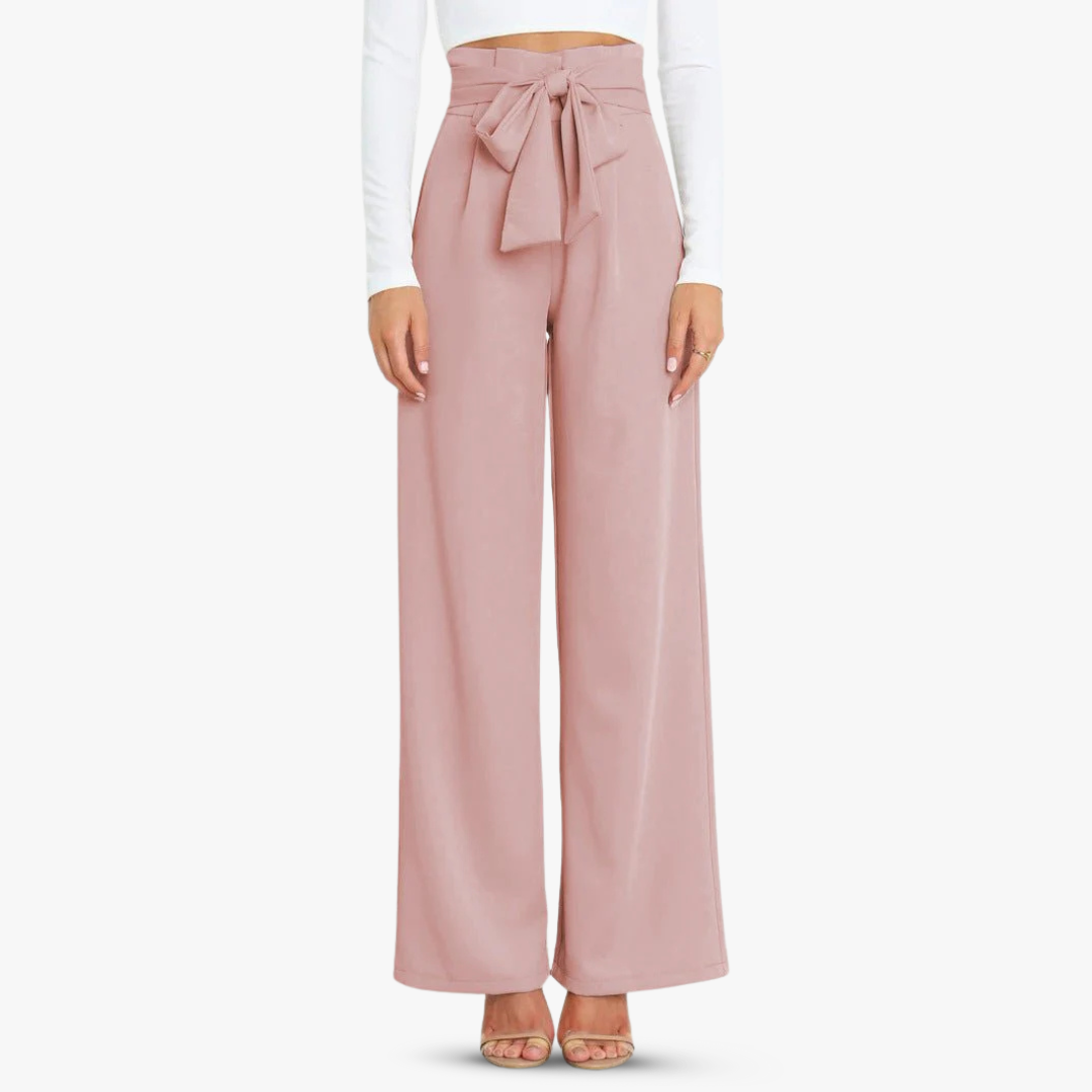 Weite Damen Stoffhose mit Bindegürtel