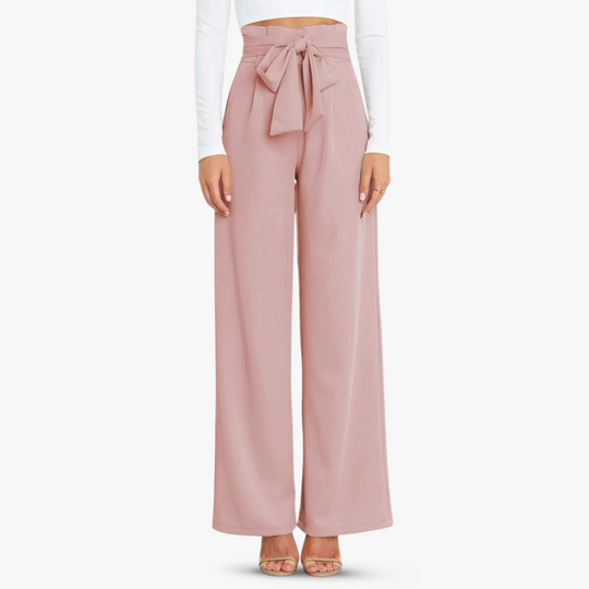 Weite Damen Stoffhose mit Bindegürtel