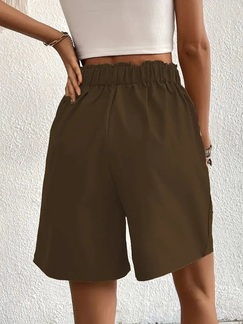 Hochtaillierte Leinenshorts für Damen