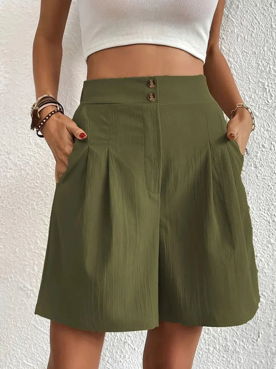 Hochtaillierte Leinenshorts für Damen