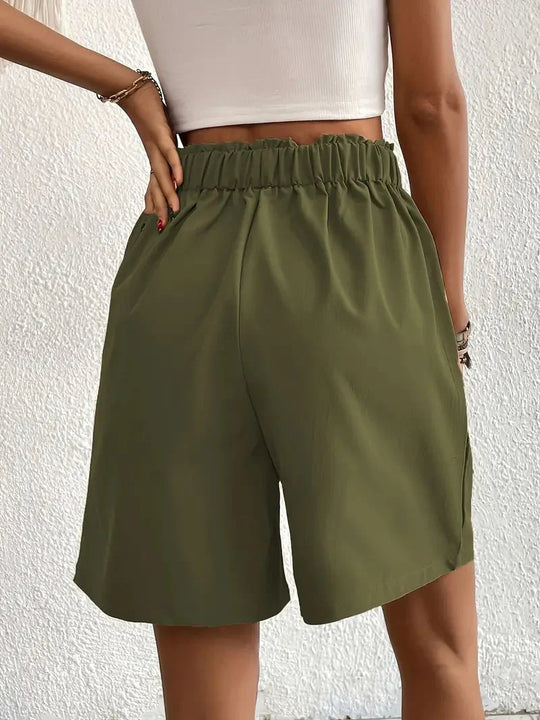 Hochtaillierte Leinenshorts für Damen