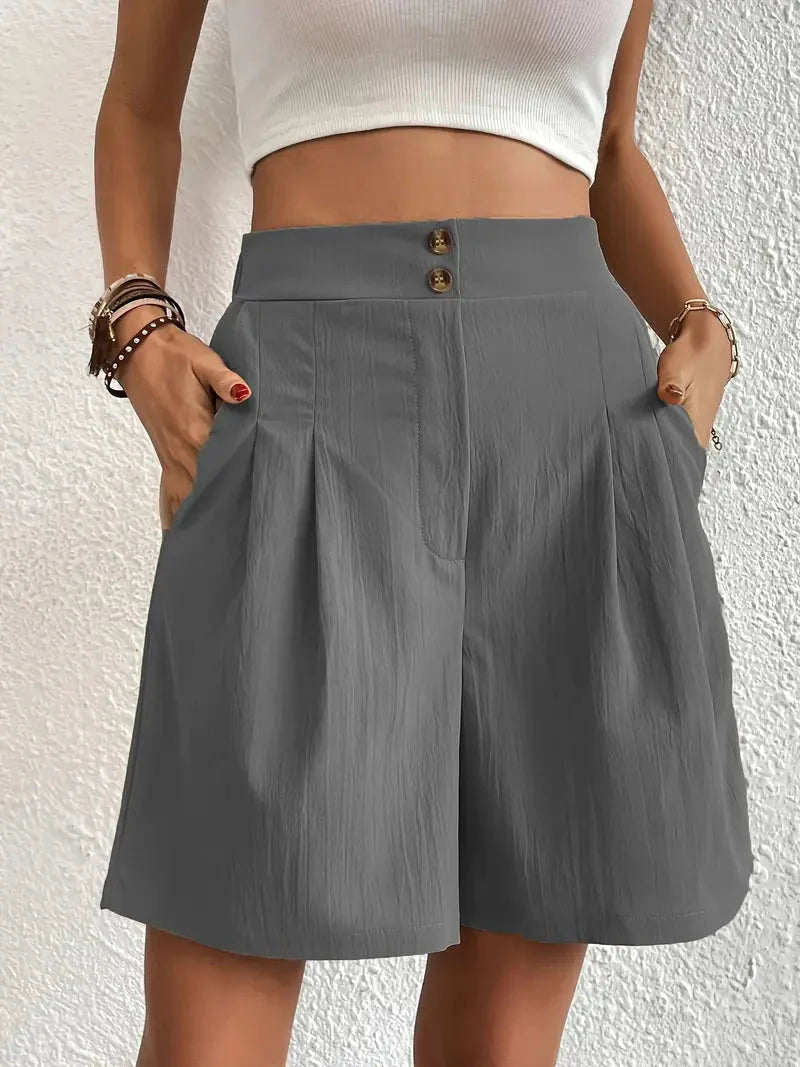 Hochtaillierte Leinenshorts für Damen