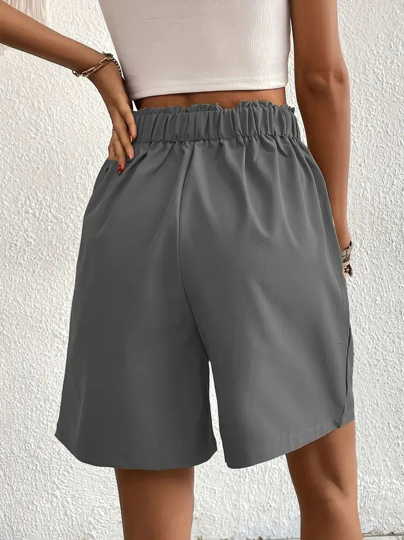 Hochtaillierte Leinenshorts für Damen