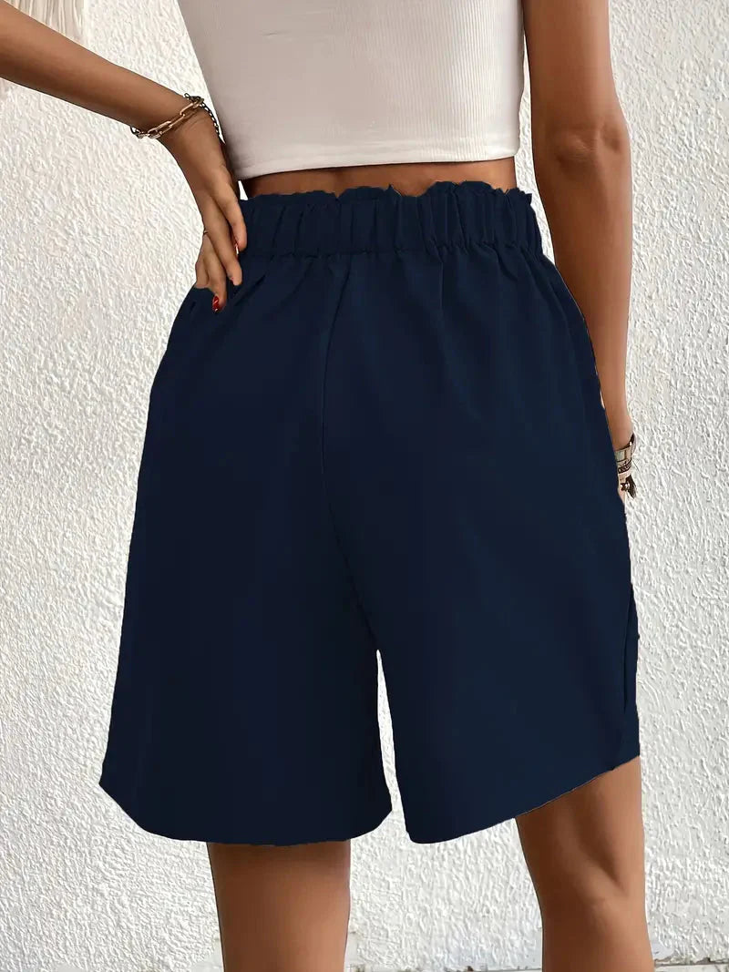 Hochtaillierte Leinenshorts für Damen