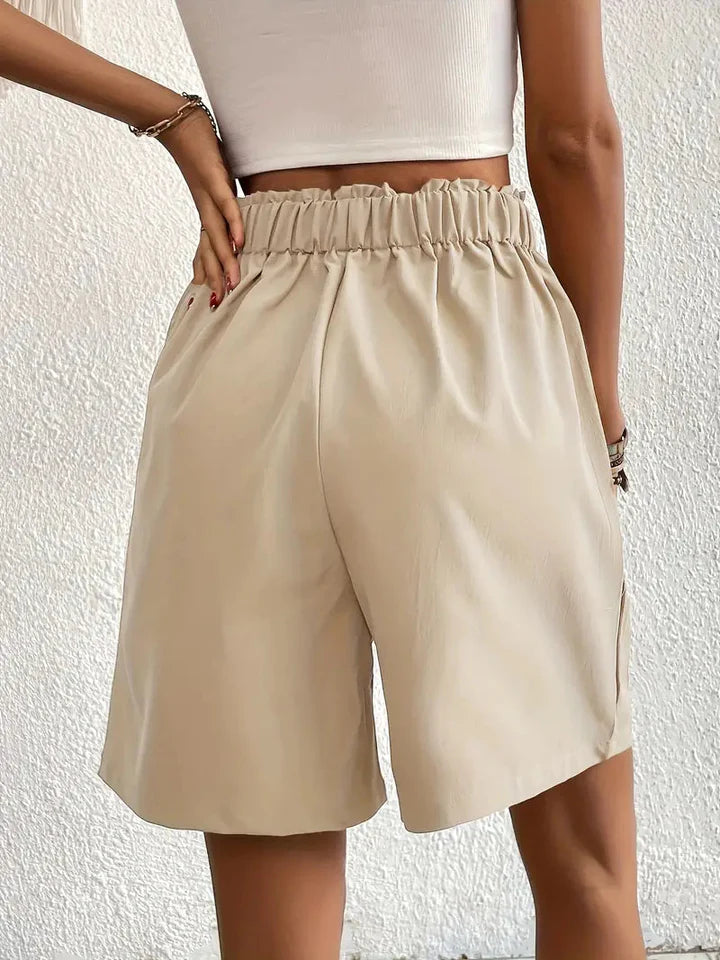 Hochtaillierte Leinenshorts für Damen