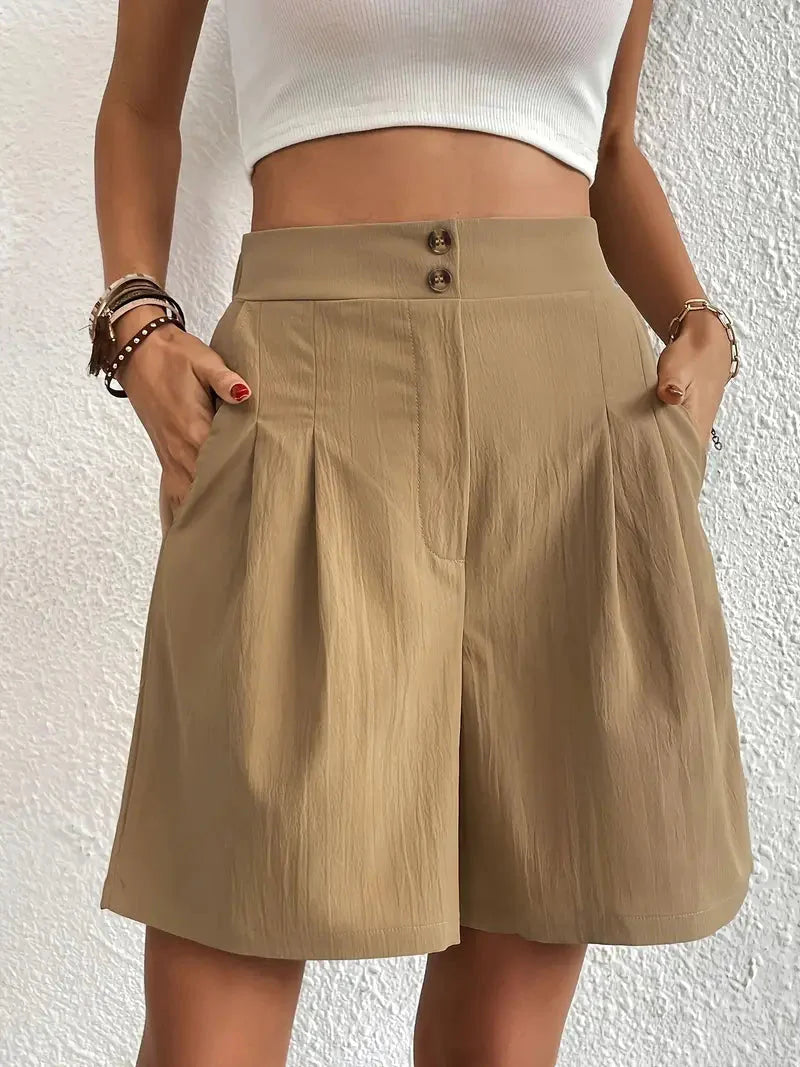 Hochtaillierte Leinenshorts für Damen