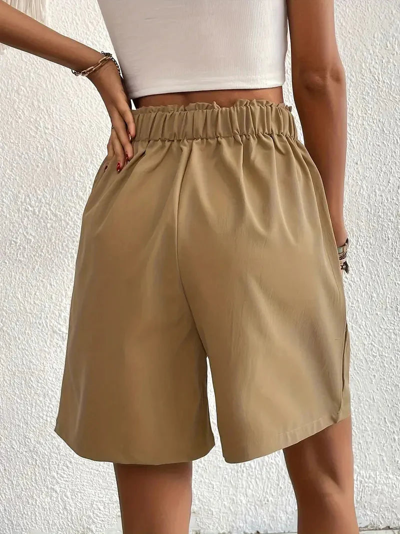 Hochtaillierte Leinenshorts für Damen