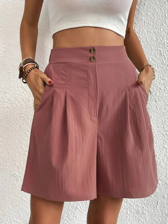 Hochtaillierte Leinenshorts für Damen