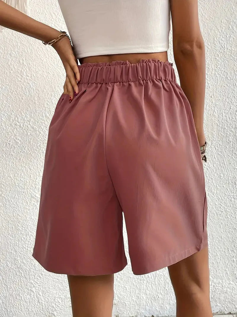 Hochtaillierte Leinenshorts für Damen