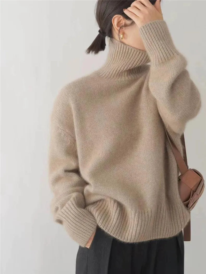 Turtleneck-Pullover mit übergroßen Ärmeln für Damen