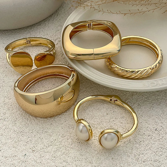 Vintage Chunky Damen Armreif Gold Modeschmuck