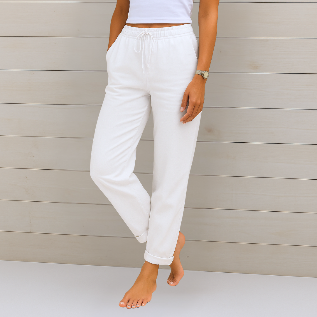 Atmungsaktive Leinen Damen Stoffhose
