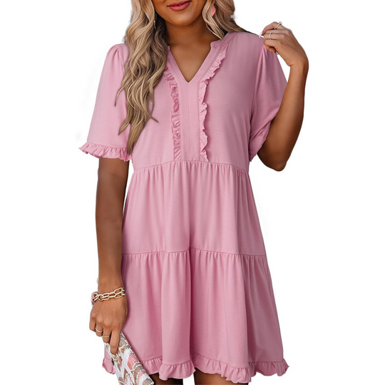 Casual V-Ausschnitt Damen Minikleid