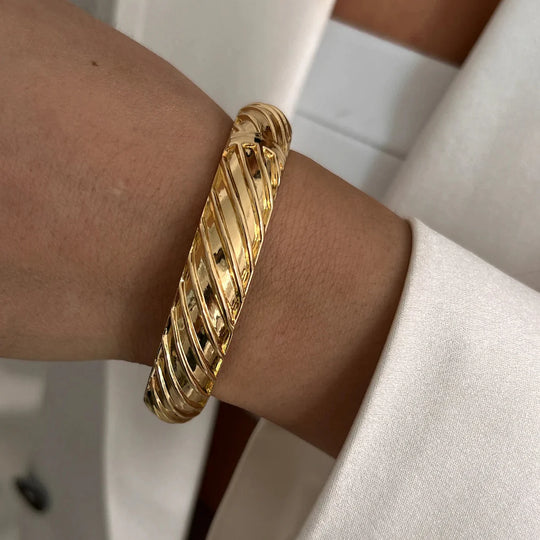 Vintage Chunky Damen Armreif Gold Modeschmuck