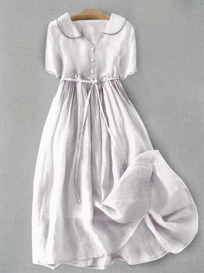 Elegantes Damen Baumwoll-Leinen Sommerkleid