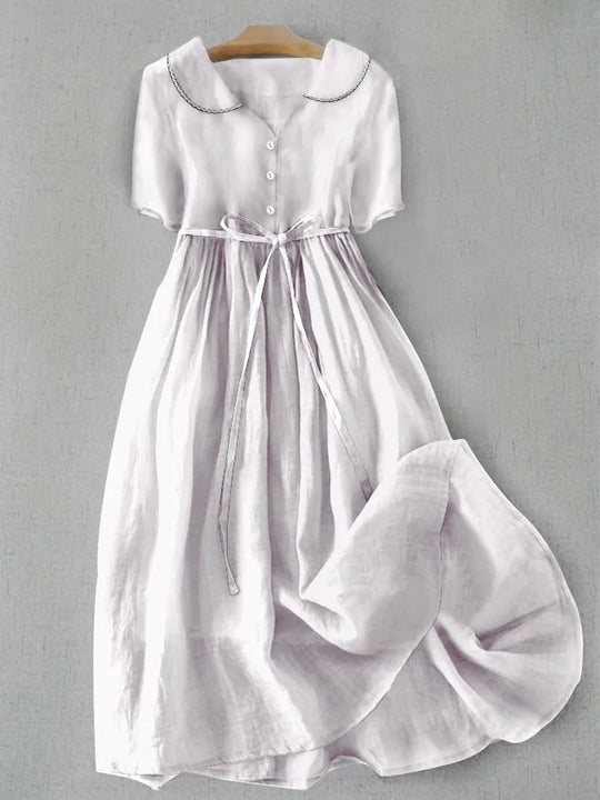 Elegantes Damen Baumwoll-Leinen Sommerkleid