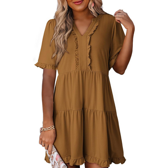 Casual V-Ausschnitt Damen Minikleid