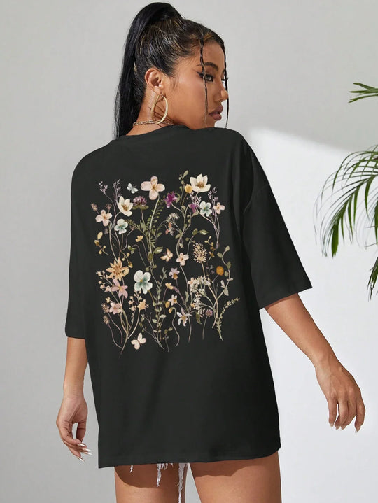 Florales Damen Baumwoll T-Shirt
