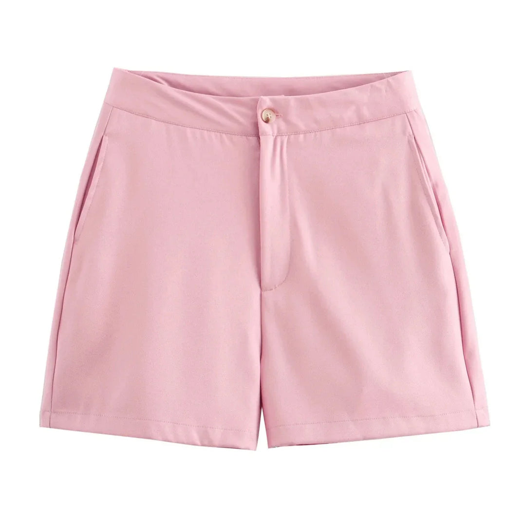 Elegantes Damen Zweiteiler-Set Vintage Kurzarm Knopfleiste