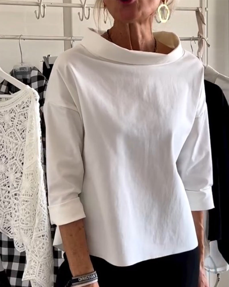 Elegante 3/4-Arm Bluse mit U-Boot-Ausschnitt Damen