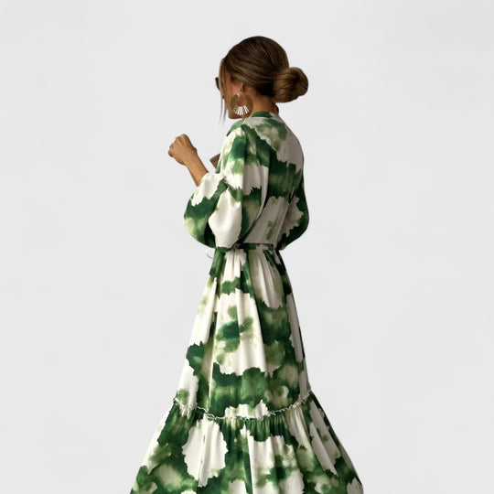 Fließendes Damen Maxikleid mit Farbverlauf Grün