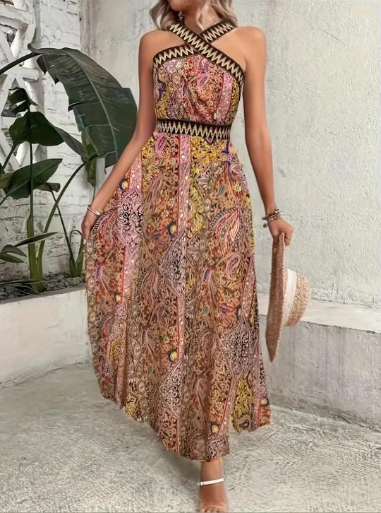 Damen Boho Maxi Kleid