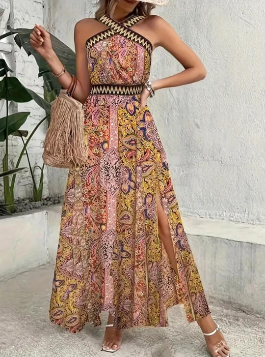 Damen Boho Maxi Kleid