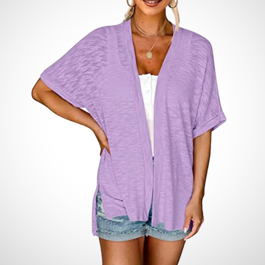 Luftige Kurzarm Damen Strickjacke