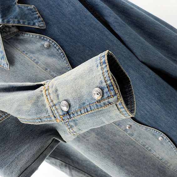 Asymmetrisches Damen Jeanshemd