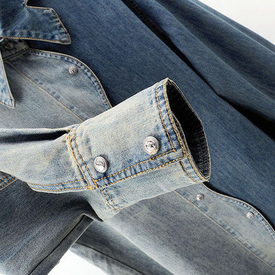 Asymmetrisches Damen Jeanshemd