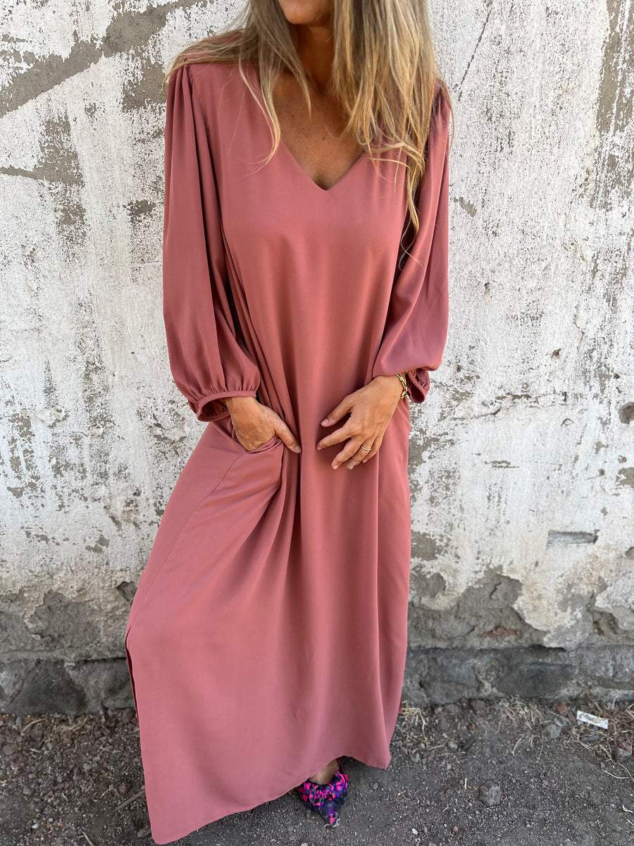 Elegantes Damen V-Ausschnitt Maxikleid