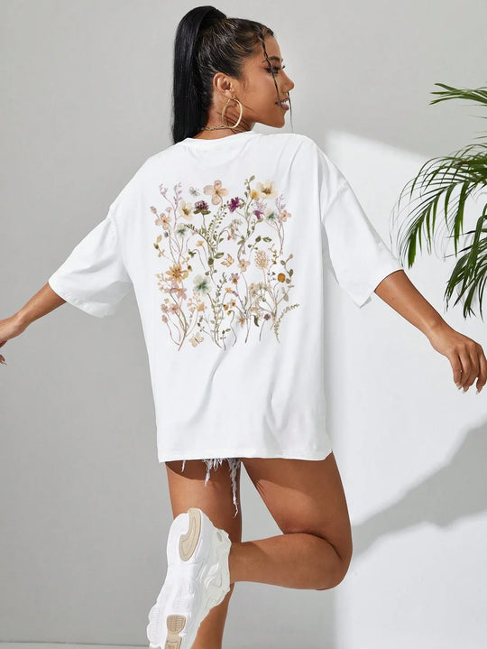 Florales Damen Baumwoll T-Shirt