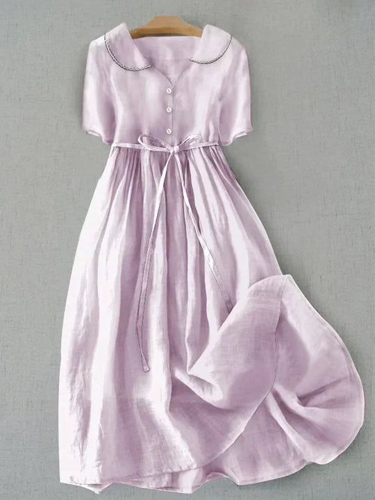 Elegantes Damen Baumwoll-Leinen Sommerkleid