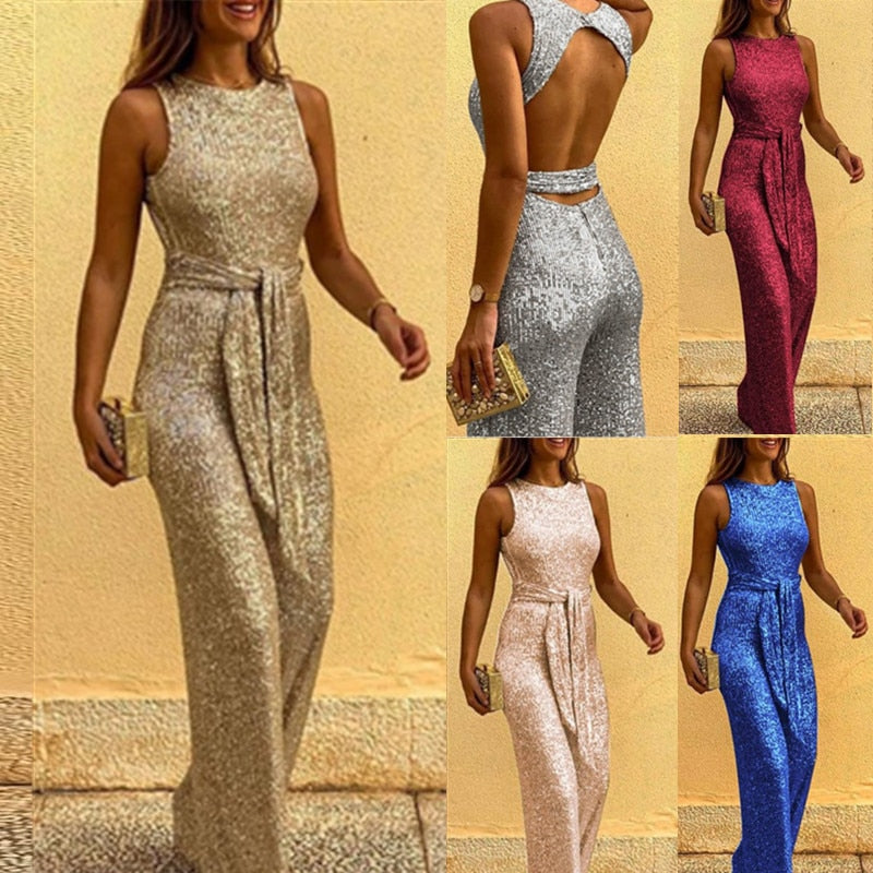 Damen Glitzer Jumpsuit