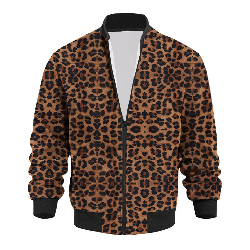 Leopard-Bomberjacke mit Reißverschluss für Herren