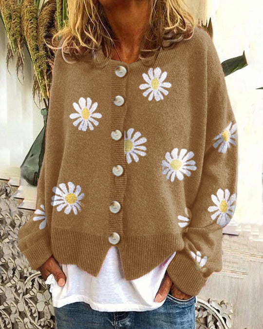 Damen-Cardigan mit Gänseblümchen-Design