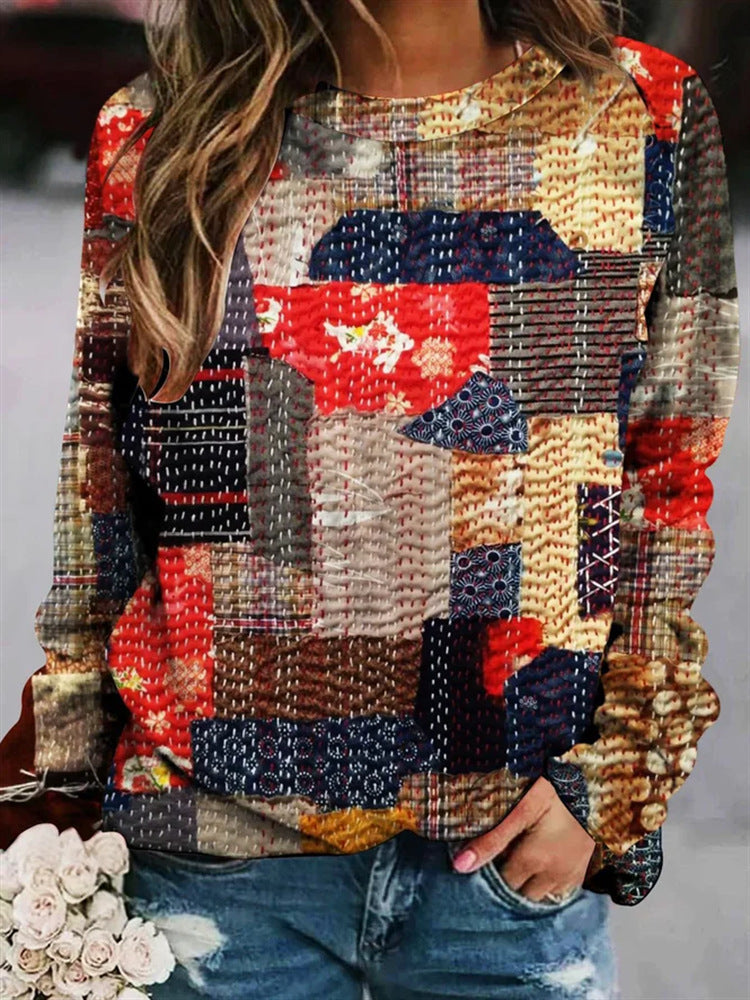 Bunter Patchwork-Pullover für Damen