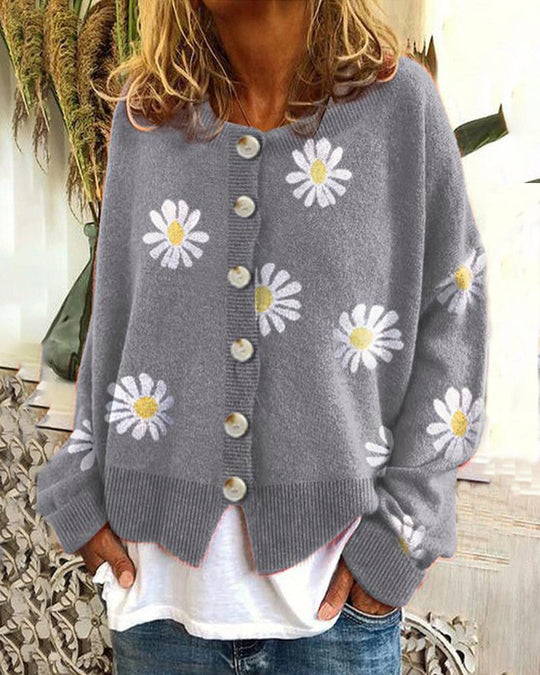 Damen-Cardigan mit Gänseblümchen-Design