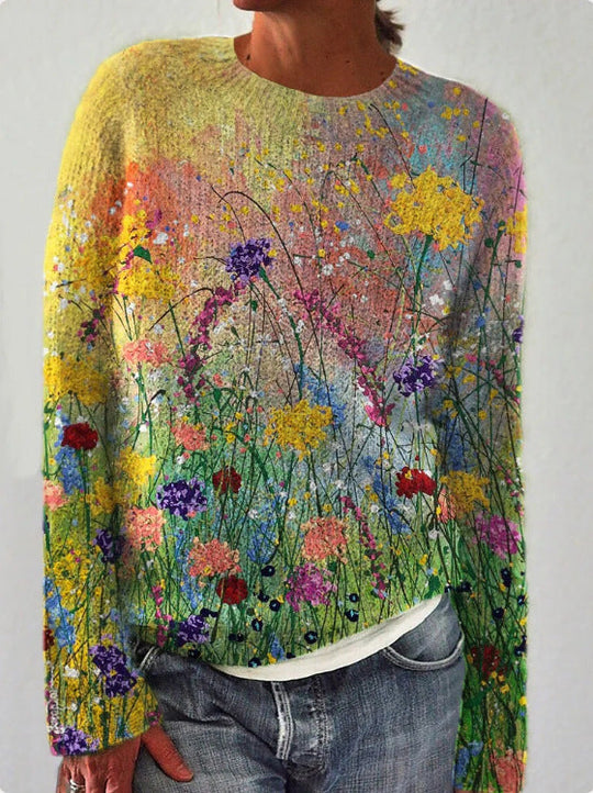 Blumenbestickter Pullover für Damen