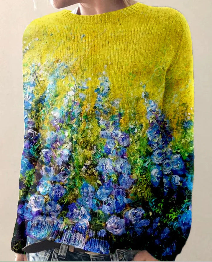 Blumenbestickter Pullover für Damen