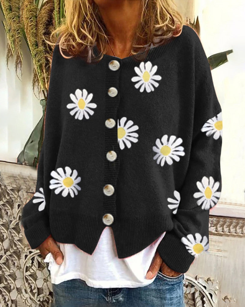 Damen-Cardigan mit Gänseblümchen-Design