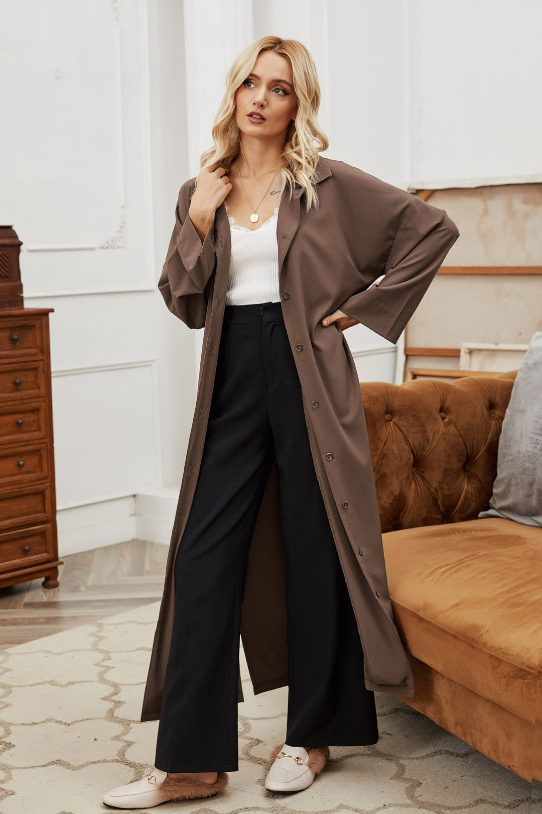 Langer Trenchcoat für Damen