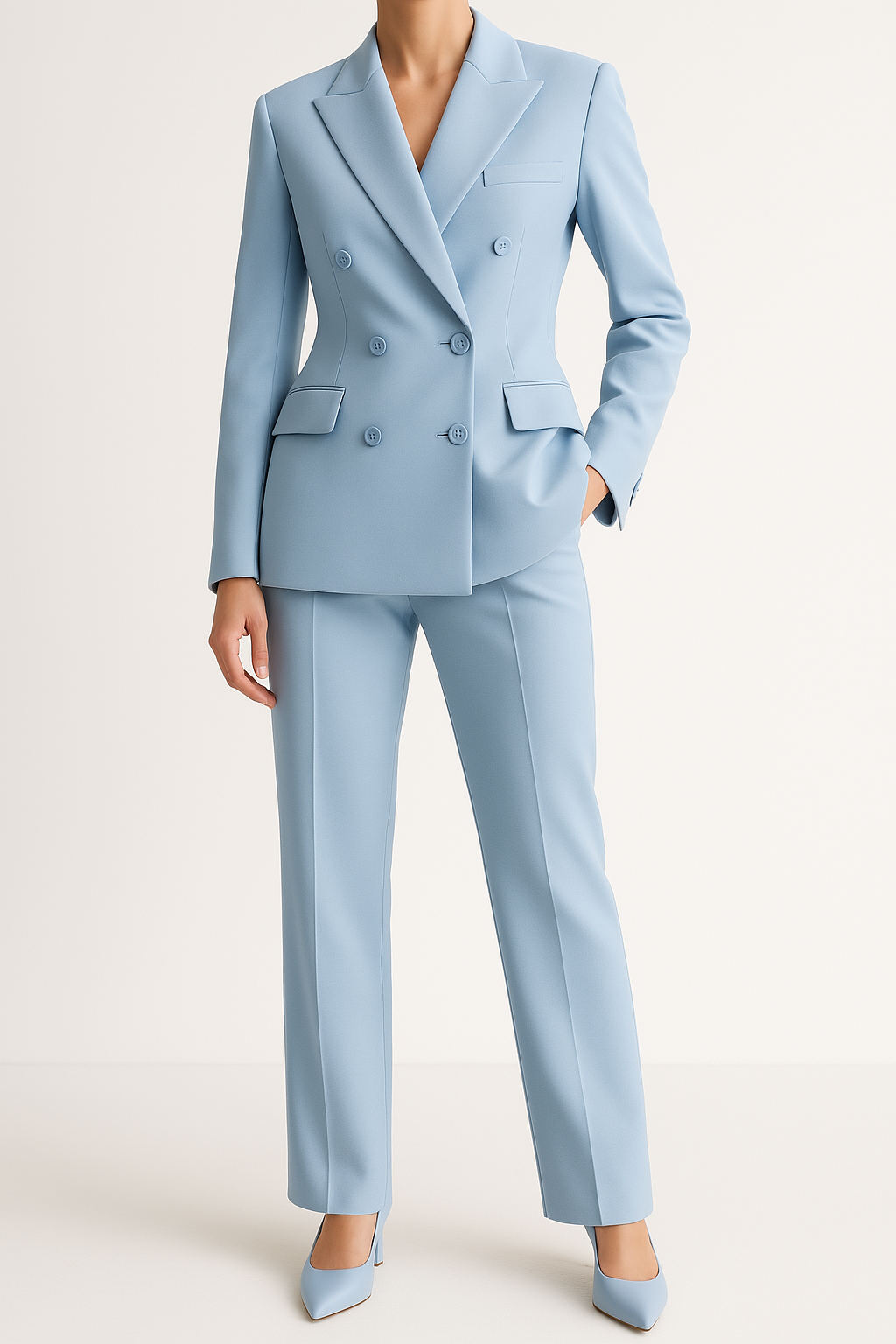 Eleganter Damen Hosenanzug mit Doppelreiher