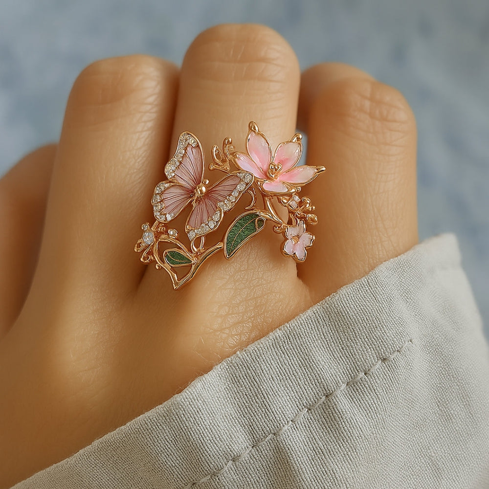 Eleganter Damen Schmetterling Ring mit Zirkonia