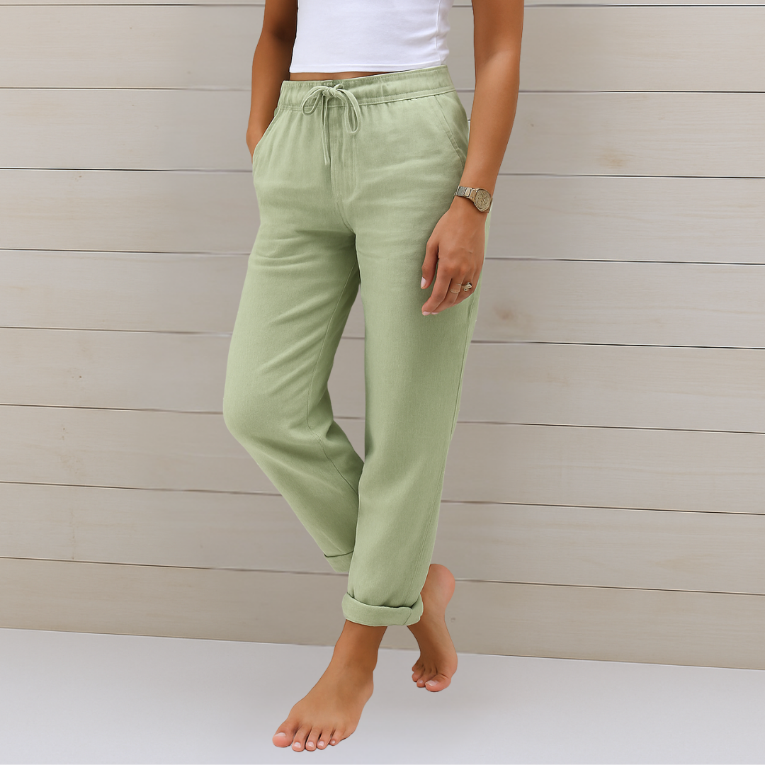 Atmungsaktive Leinen Damen Stoffhose