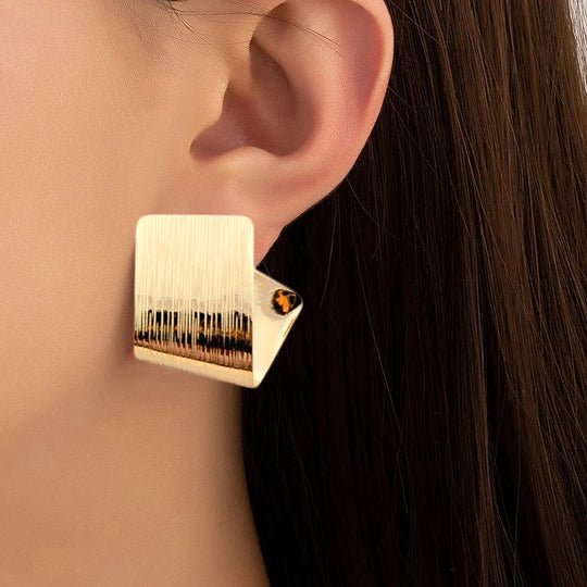 Asymmetrische Minimalistisch Eckige Damen Ohrstecker