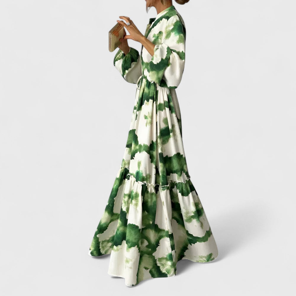 Fließendes Damen Maxikleid mit Farbverlauf Grün
