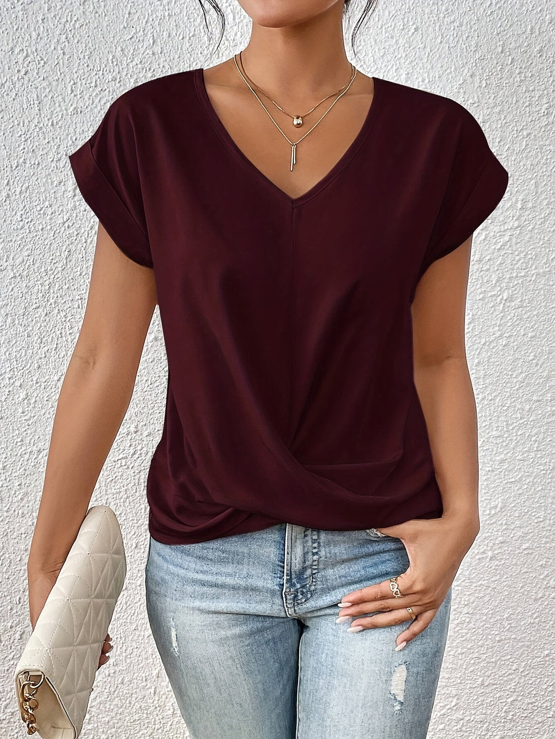 Casual Damen V-Ausschnitt T-Shirt